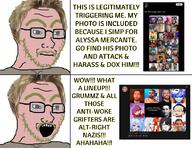airbagged alyssa_mercante asmongold chibi_reviews dave_rivera eyes glasses grummz hair hypocrisy hypocrite list lolcow meme nux_taku open_mouth photos reaction soyjak stubble teeth text variant:soyak white_background white_skin wordswordswords // 1400x1080 // 1010.7KB