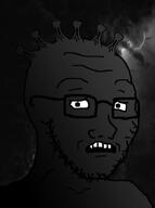black_skin brain brainlet dark glasses gradient lightning looking_at_you scared soyjak stubble subvariant:soyak_(concerned) variant:soyak // 672x900 // 181.2KB