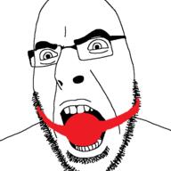 angry gag glasses open_mouth soyjak stubble variant:cobson // 721x720 // 28.2KB