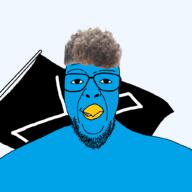 acne beak beard bird blue_skin flag glasses looking_at_you open_mouth series:x_inmigrants smile smirk soyjak twitter variant:patriotjak zoomer_hair // 1023x1023 // 160.8KB