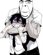 anime buff choke_hold clothes glasses grey_skin headlock lee_hooni shota shotacon smile soyjak strangling stubble suicide_boy variant:cobson // 588x764 // 405.0KB