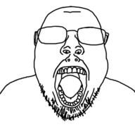 glasses impish open_mouth small_eyes small_face soyjak stubble subvariant:pinheadjak variant:bernd // 375x352 // 19.8KB