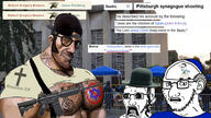 3soyjaks alt_right antisemitism ar-15_colt arm attack balding baseball_cap belt bible_verse big_lips building chair chirho christian_cross christian_identity christianity chud closed_mouth clothes cross crucifix curls disco eagle ear far_right firearm foot full_body glasses gold_chain grey_hair gs gun hair hat irl_background jewish_nose john_8:44 judaism kike kill_feed killing kippah larry_laffer leg leisure_suit leisure_suit_larry lips looking_at_you mass_shooter massacre mge nazi_swastika nazism no_symbol open_mouth religion religious rent_free revelation_3:9 scared shocked shoe shooter shooting shorts sideburns sign smile smug sniper sniper_(tf2) star_of_david stubble subvariant:doctos subvariant:soyak_(concerned) suit swastika symbol synagogue team_fortress_2 text tshirt variant:chudjak variant:soyak video_game weapon white_skin wikipedia // 1800x1013 // 479.3KB