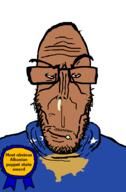 albania award booger brown_skin crying european flag flag:kosovo glasses hair kosovo mucus mutt puppet_state red_eyes soyjak star_(symbol) stubble subvariant:euromutt sweater variant:markiplier_soyjak // 591x900 // 38.8KB