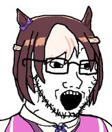 anime anime_female bun female glasses hair horse horse_girl meta:jannies_accept_this_win open_mouth stubble uma_musume umamusume umamusume_pretty_derby uniform variant:soyak // 730x860 // 43.1KB