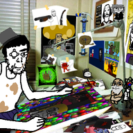 alot_of_drawings artist:ploot background drawing office shorts toothpick variant:markiplier_soyjak // 384x384 // 252.3KB