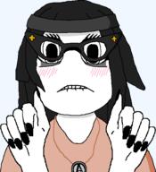 beanie clothes glasses hair hand hands_up necklace variant:soytan // 531x583 // 18.4KB