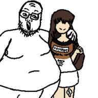 big_breasts breasts clothes fat female glasses open_mouth soy soyjak soylent stubble variant:soytan variant:unknown // 256x256 // 6.9KB