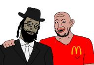 2soyjaks amerimutt beard clothes donald_trump ear epstein glasses hand hat jeffrey_epstein jewish_nose judaism jude kike mcdonalds mutt mutt_lips red_lips red_shirt sidecurls smile soyjak stubble subvariant:best_buds suit suit_and_tie tan_skin variant:epsteinjak variant:norwegian white_shirt // 1024x716 // 22.8KB