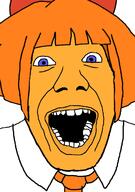 clothes hair hair_ribbon mymy necktie ongezellig open_mouth orange_hair orange_skin soyjak variant:punkjak // 918x1306 // 141.1KB