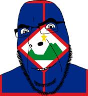 country flag flag:sint_eustatius full_head glasses hair looking_at_you netherlands open_mouth sint_eustatius smile soyjak star_(symbol) stubble teeth variant:cobson // 775x849 // 55.8KB