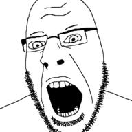 glasses merge open_mouth soyjak stubble subvariant:nucob variant:cobson // 721x720 // 22.7KB