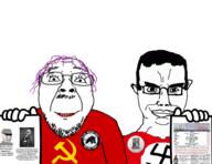 2soyjaks black_panther_party bloodshot_eyes chud_troon_alliance clothes communism confederate crying crying_wojak friendship glasses hammer_and_sickle hat judaism karl_marx louis_farrakhan nation_of_islam nazism slave smile smug soyjak subvariant:chudjak_front tranny union variant:bernd variant:chudjak wojak // 1856x1429 // 982.2KB