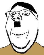 adolf_hitler clothes glasses hair mustache nazism politics smile soyjak stubble subvariant:wholesome_soyjak variant:gapejak // 614x770 // 19.9KB