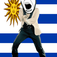 angry animated country dance flag full_body gangnam_style glasses irl open_mouth soyjak stubble sun uruguay variant:cobson // 300x460 // 509.0KB