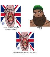 2soyjaks angry arab bad_teeth beard brown_eyes brown_hair brown_skin clothes ear glasses hat islam stubble text united_kingdom variant:feraljak white_skin you_were_one_i_ker // 823x930 // 114.0KB