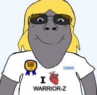 Warrior-Z(user) arm award closed_mouth eyelashes female femjak flag:ohio genderbend glasses grey_skin hair happy i_heart lemon_(user) looking_at_you nose ohio rule_63 skull subvariant:bridget subvariant:gapejak_female subvariant:science_lover text variant:gapejak variant:markiplier_soyjak 💀 // 800x789 // 114.5KB