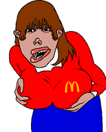 amerimutt brown_eyes brown_hair brown_skin ear female mcdonalds mutt mutt_lips red_shirt subvariant:vlodette transparent_background variant:vlodson // 352x438 // 9.2KB