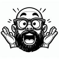 beard ear glasses hand hands_up meta:ai_generated open_mouth soyjak stock_image variant:unknown // 1024x1024 // 509.8KB