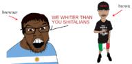 argentina brown_skin countrywar dark_hair flag flag:argentina flag:italy glasses italy shorts text the_sopranos // 1147x557 // 119.1KB