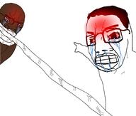 2soyjaks angry arm black_skin blood bloodshot_eyes blush bwc chud clenched_teeth closed_mouth crying deformed distorted glasses hand pointing smile smirk smug soyjak stubble variant:chudjak variant:soyak variant:two_pointing_soyjaks // 1062x900 // 265.6KB
