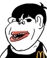 amerimutt black_and_white clothes ear hair mcdonalds mutt omori open_mouth soyjak subvariant:impish_amerimutt sunny_(omori) variant:impish_soyak_ears video_game // 646x792 // 24.8KB