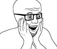 arm glasses hand open_mouth pyrocynical soyjak stubble variant:unknown // 632x552 // 9.9KB