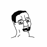 animated brainlet glasses hair open_mouth soyjak variant:chudjak // 385x331 // 160.0KB