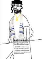 arm beard closed_mouth clothes glasses hand hat holding_object islam israel judaism mustache palestine paper racism russia smug terrorist text variant:bartender war // 583x810 // 1.0MB