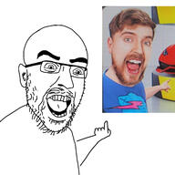 arm bald car ear eyes glasses hair hand lamborghini mr_beast open_mouth pointing soyjak stubble variant:beastjak // 3464x3464 // 1.1MB