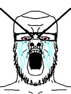 angry bald big_eyebrows bloodshot_eyes crying glasses mirror mirrored mustache open_mouth pink_eyes selfish_little_fuck soyjak stubble symmetrical symmetry tear template variant:a24_slowburn_soyjak // 392x520 // 4.6KB