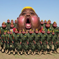 ai_but_not_completely_ai_doe ai_voice army assault_rifle brown_skin character:hunky gun gunshot helmet meta:ai_generated military military_uniform mohawk shouting subvariant:fat_alicia subvariant:hunky_twink_sex_machine variant:alicia yellow_hair // 560x560, 6s // 3.9MB