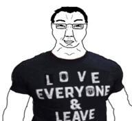 buff closed_mouth clothes glasses hair love rape_everyone_and_leave smile smug soyjak subvariant:chudjak_front tshirt variant:chudjak // 350x319 // 73.1KB