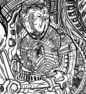 alien alien_(movie) closed_eyes closed_mouth drawn_background ear glasses h_r_giger monster movie predator_(movie) prometheus soyjak stubble sweden variant:impish_soyak_ears // 699x759 // 400.6KB