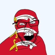 angry british england essex flag flag:essex glasses hair looking_at_you mustache open_mouth soyjak stubble sword teeth united_kingdom variant:feraljak // 1500x1500 // 313.3KB