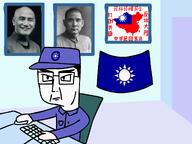 bedroom chiang_kai-shek china chinese_text clothes hat keyboard kmt kuomintang meta:op_took_a_selfie_of_xerself mouse redraw republic_of_china sun_yat-sen uniform variant:chudjak // 1280x960 // 301.8KB