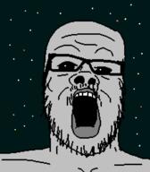 alien black_sclera drawn_background glasses grey grey_alien grey_skin open_mouth soyjak stubble variant:a24_slowburn_soyjak // 454x520 // 40.5KB