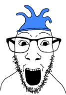blue glasses mouth_open open rubber soyjak stubble teeth variant:dylanjak // 176x255 // 15.8KB