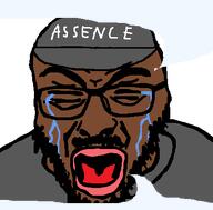 ascence_(user) beard black_skin cap closed_eyes clothes crying glasses hat meta:namefags mustache open_mouth soyjak speech_bubble speech_bubble_empty variant:rupturejak // 422x416 // 15.1KB