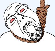 ack bloodshot_eyes glasses hanging noose open_mouth remastered series:remastered_soyjaks soyjak stubble template transparent_background variant:bernd // 1200x1125 // 228.9KB