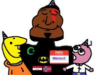 Warrior-Z(user) batman charlie closed_eyes clothes dc_comics drawing flag:iraq flag:norway hoodie islam kratos name_tag oc party_hat pim pink_skin smile smiling_friends subvariant:mexiaryan_front variant:meximutt yellow_skin // 506x399 // 13.2KB