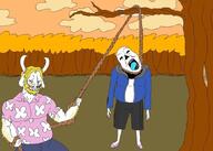2soyjaks arm asgore bloodshot_eyes buff closed_mouth clothes crying deltarune drawn_background ear full_body glasses grass hand hanging holding_object holding_rope irl leg lynching mustache neovagina noose open_mouth outdoors rope sans smile smug soyjak tongue tranny tree undertale variant:bernd variant:chudjak yellow_hair yellow_teeth // 676x483 // 473.7KB