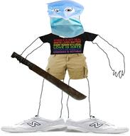 angry arm clothes facemask full_body glasses hand holding_object leg looking_at_you machete racism schizo science shorts sneakers stubble text variant:gapejak white_background white_lives_matter white_skin // 1493x1570 // 1.2MB