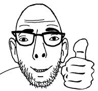 closed_mouth ear glasses hand smile soyjak stubble subvariant:fanta_rat thumbs_up variant:fantajak // 567x525 // 31.3KB