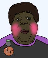 andre_live andria blush brown_hair brown_skin eyelashes fat fluffy_hair gario_moatse hair medal purple_grey_shirt shitskin subvariant:hunky_twink_sex_machine variant:alicia // 592x720 // 146.3KB