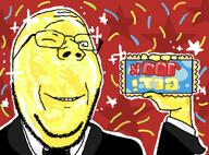 background bald beard bowtie confetti gemmy get glasses golden holding_object mirrored object party shiny sign smoking soyjak stars subvariant:wholesome_soyjak text trend:colorjak variant:gapejak // 1170x867 // 318.4KB