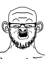 deformed ear glasses mustache open_mouth retard soyjak stubble variant:a24_slowburn_soyjak // 395x520 // 41.3KB