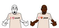 2soyjaks arm black_skin clothes ear glasses hand heart i_heart_nigger i_love lgbt nigger open_mouth pointing soyjak stubble tranny tshirt variant:shirtjak // 1335x642 // 166.3KB
