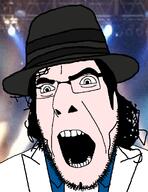 clothes glasses hair hat lights michael_jackson necktie open_mouth plastic_surgery stage stubble suit suit_and_tie teeth variant:cobson white_skin // 761x989 // 75.5KB