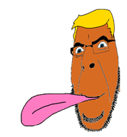 blond blue_eyes donald_trump ext=gif glasses lick licking orange_skin president stubble tongue tongue_out variant:cobson // 1182x1272 // 665.1KB